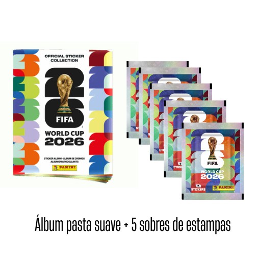 Álbum Mundial FIFA 2026 Pasta Suave + 5 Sobres de Estampas